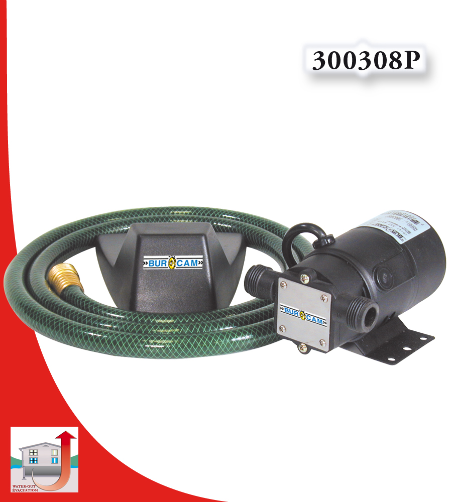 BURCAM 401447P 1.0 HP Système complet de pompe pour broyeur avec bac à eaux  usées 24 x 24, noir